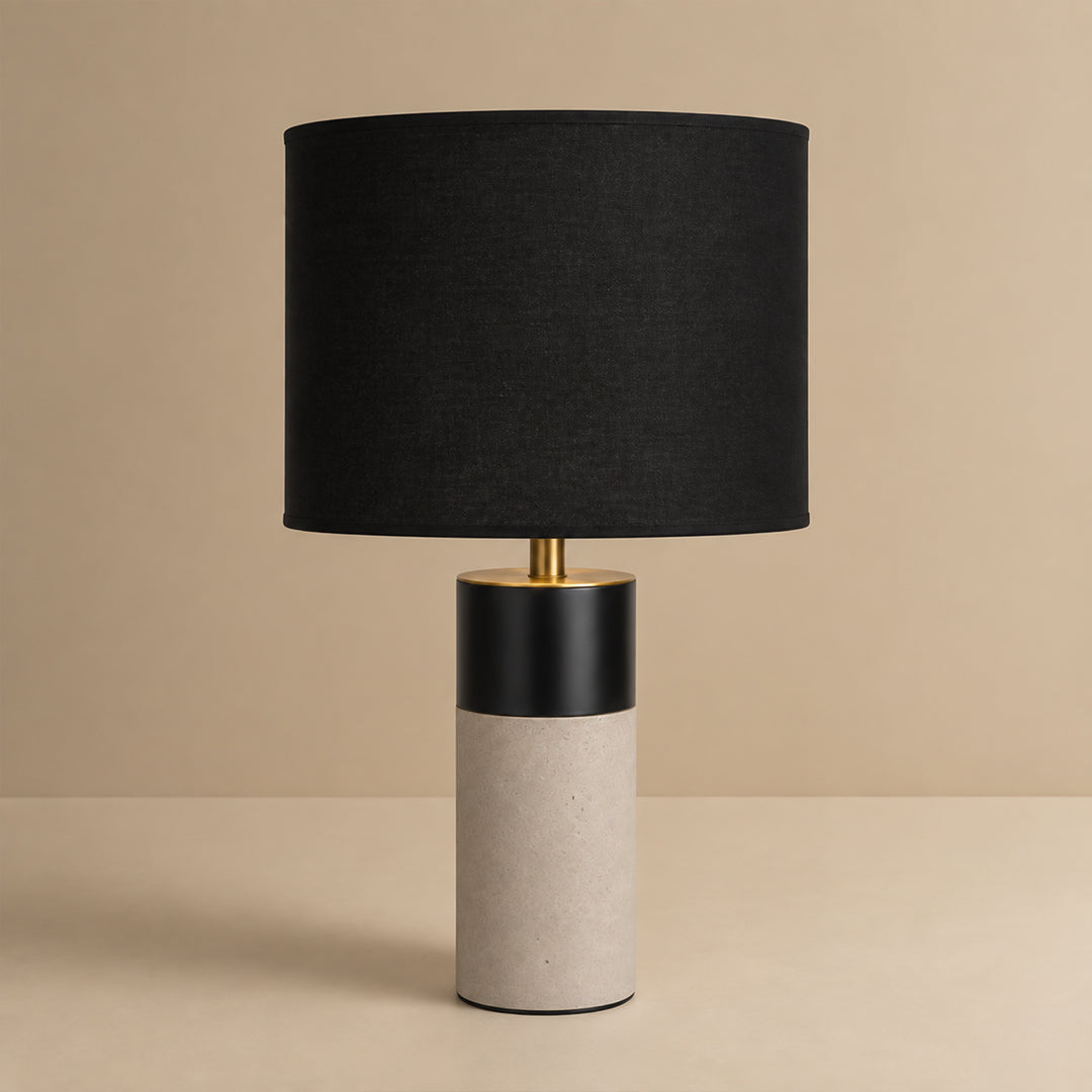 Ease & Settle black shade stone table lamp 01