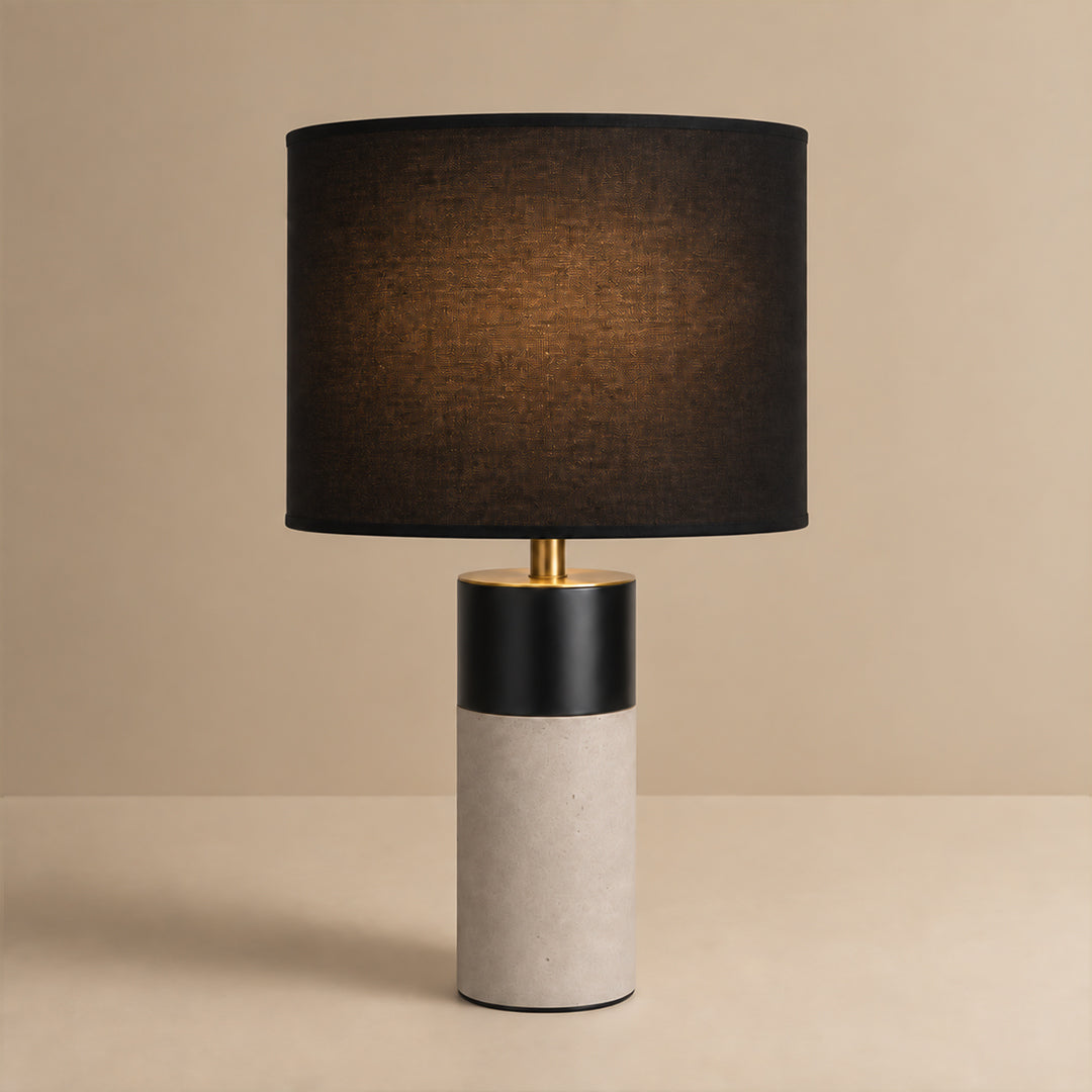 Ease & Settle black shade stone table lamp 02