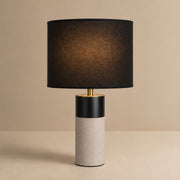 Ease & Settle black shade stone table lamp 02
