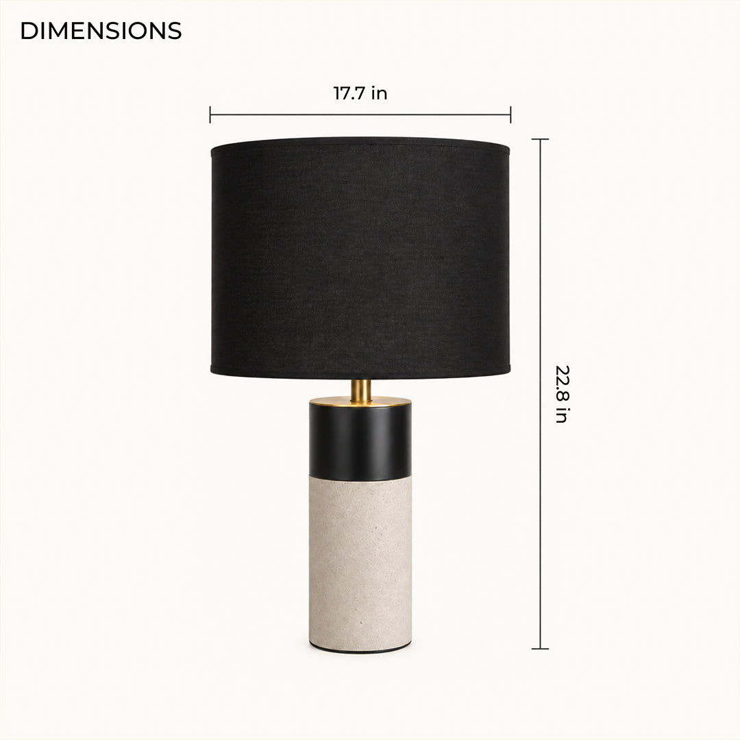 Ease & Settle black shade stone table lamp 03