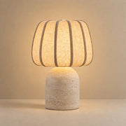Ease & Settle fluted shade travertine table lamp 02