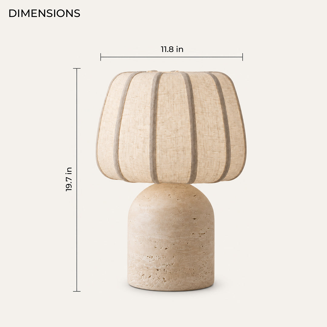 Ease & Settle fluted shade travertine table lamp 03