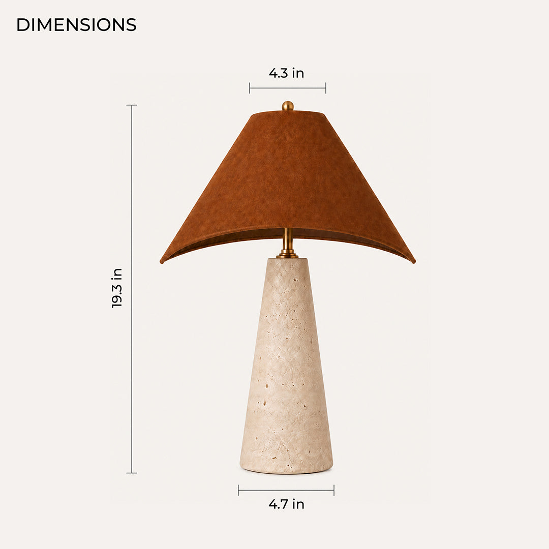 Ease & Settle leather shade travertine table lamp 03