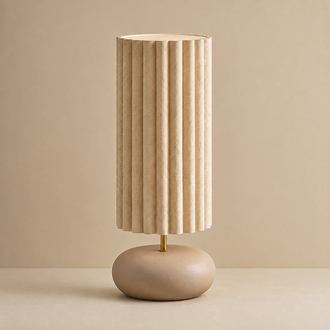 Ease & Settle pleated column stone table lamp 01