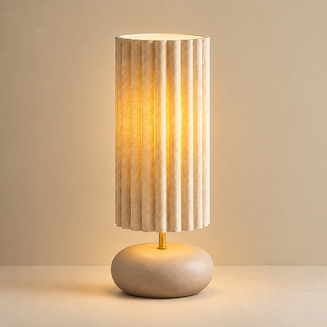 Ease & Settle pleated column stone table lamp 02