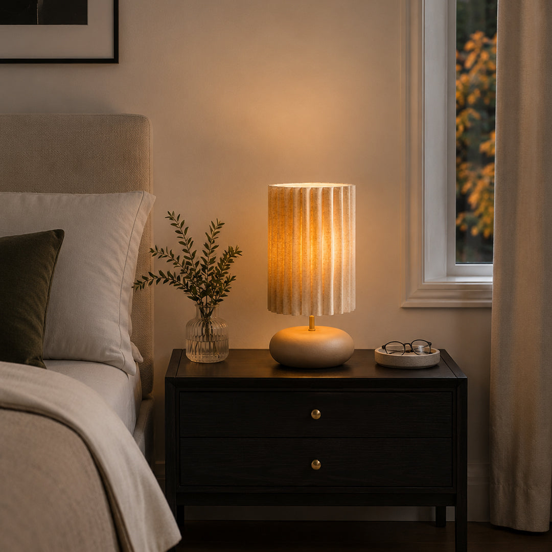 Ease & Settle pleated column stone table lamp 04