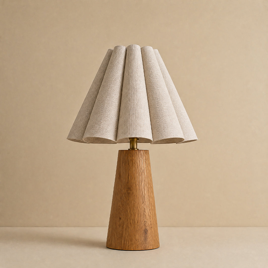 Ease & Settle pleated shade wood table lamp 01