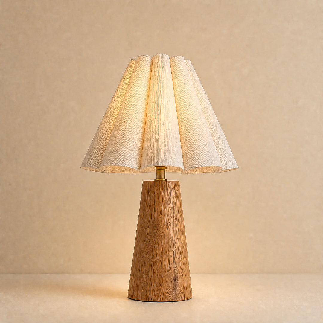 Ease & Settle pleated shade wood table lamp 02