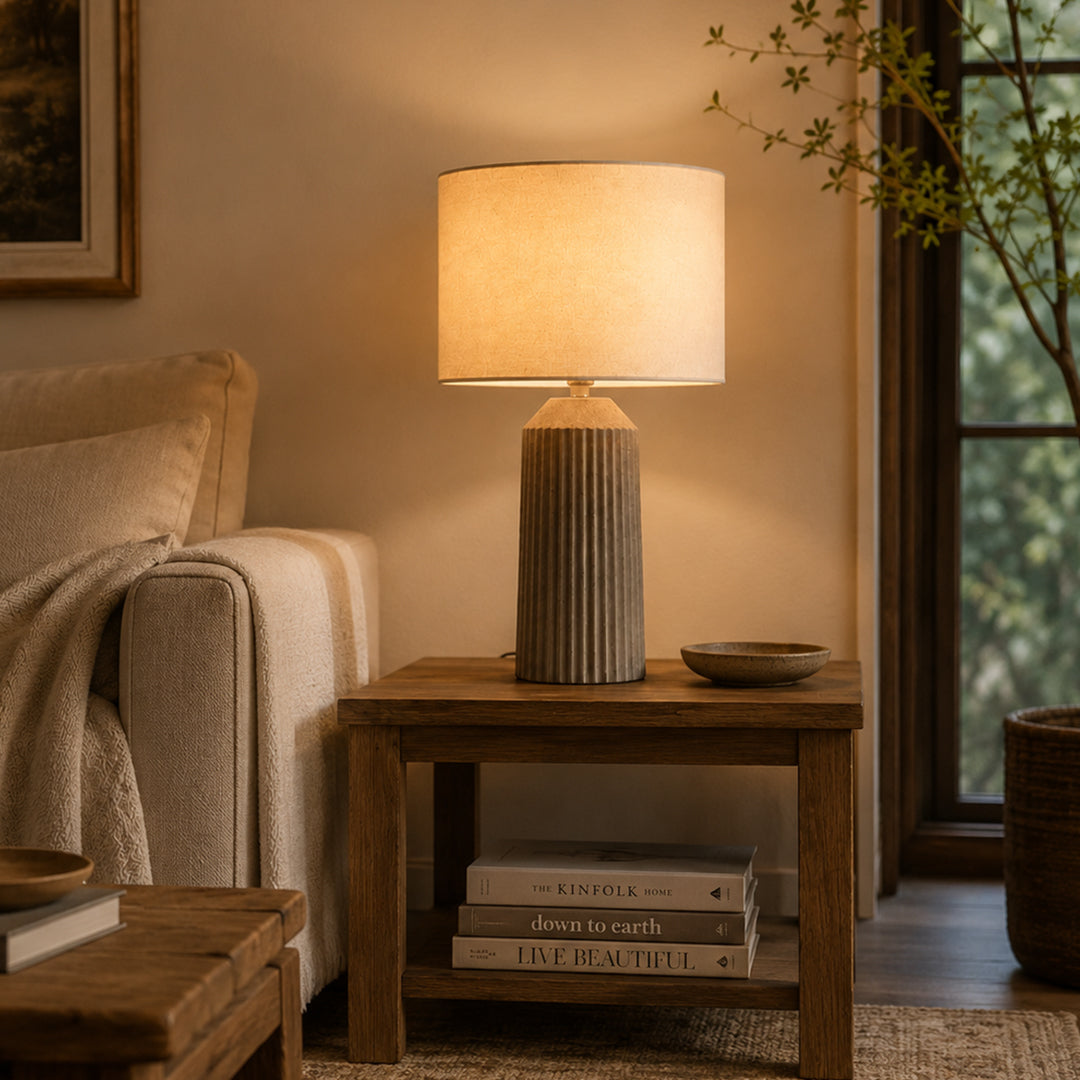 Ease & Settle ribbed ceramic table lamp 05