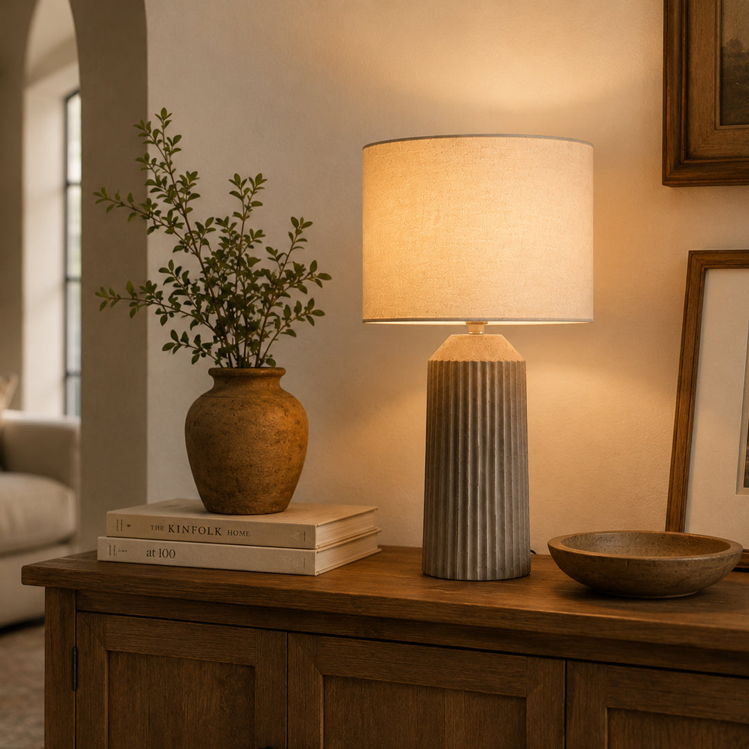 Ease & Settle ribbed ceramic table lamp 06