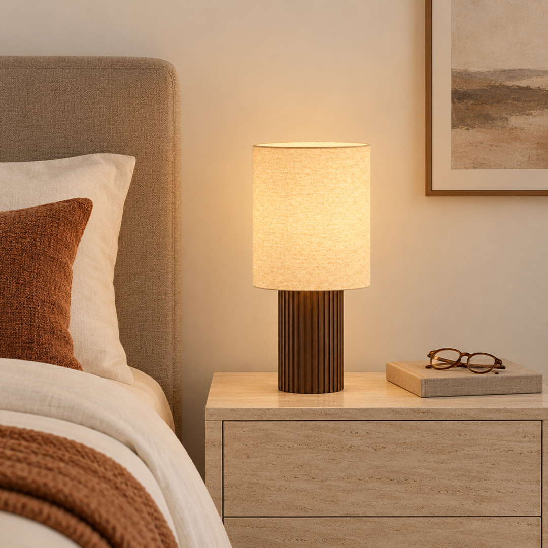 Ruve Fluted Wood Table Lamp — product view