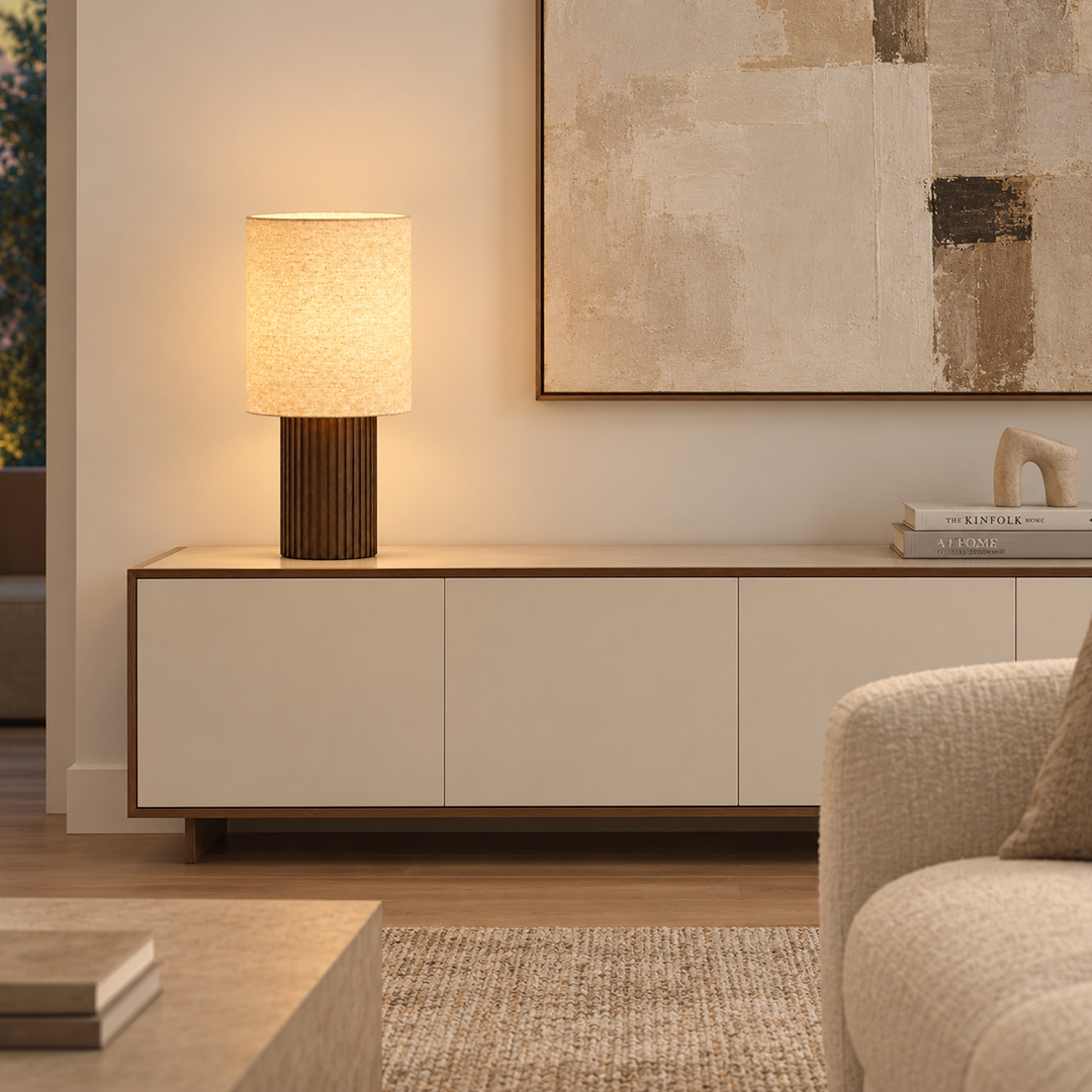 Ruve Fluted Wood Table Lamp — product view